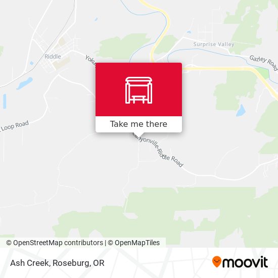 Canyonville-Riddle Rd & Ash Creek Rd map