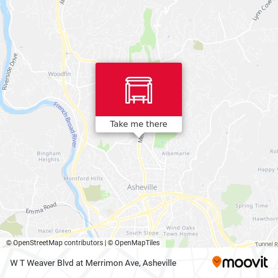 W T Weaver Blvd at Merrimon Ave map