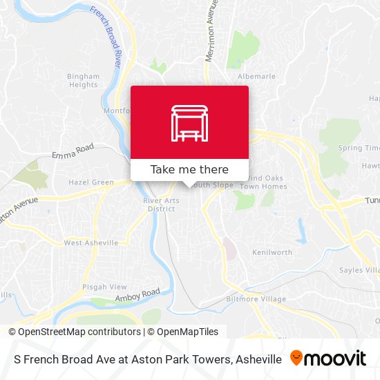 S French Broad Ave at Aston Park Towers map