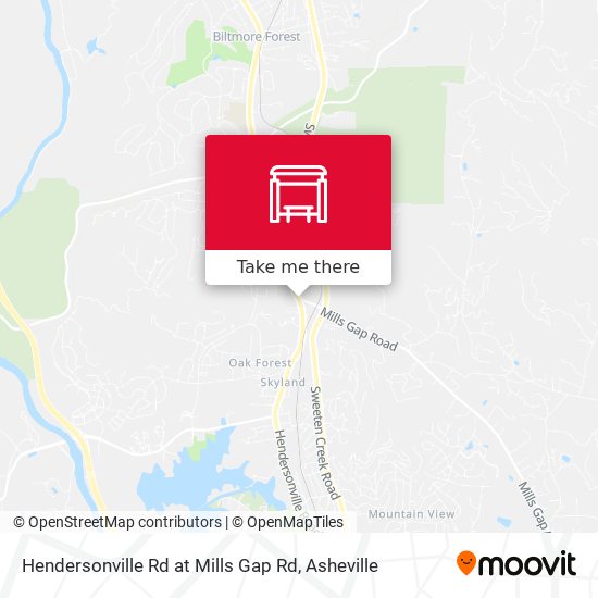 Hendersonville Rd at Mills Gap Rd map