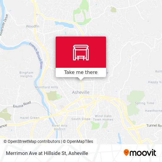 Merrimon Ave at Hillside St map