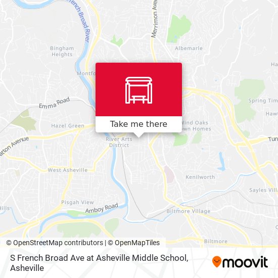 S French Broad Ave at Asheville Middle School map