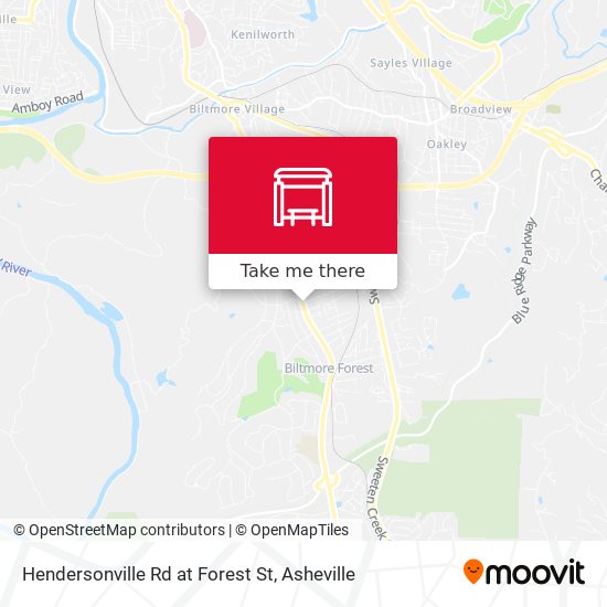 Hendersonville Rd at Forest St map