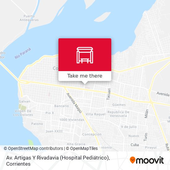 Mapa de Av. Artigas Y Rivadavia (Hospital Pediátrico)