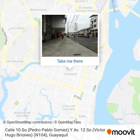 Mapa de Calle 10 So (Pedro Pablo Gomez) Y Av. 12 So (Victor Hugo Briones) (N104)