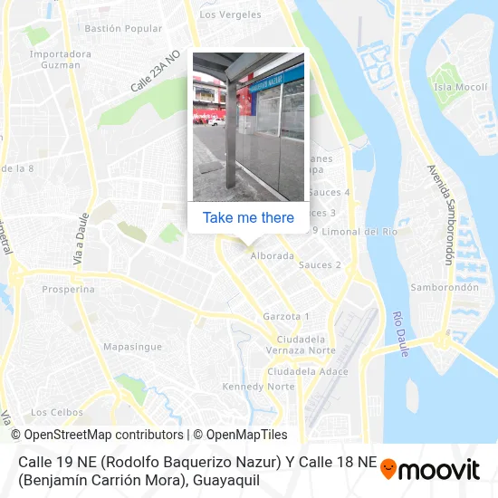 Mapa de Calle 19 NE (Rodolfo Baquerizo Nazur) Y Calle 18 NE (Benjamín Carrión Mora)