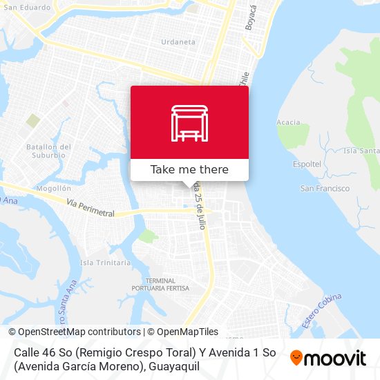 Mapa de Calle 46 So (Remigio Crespo Toral) Y Avenida 1 So (Avenida García Moreno)