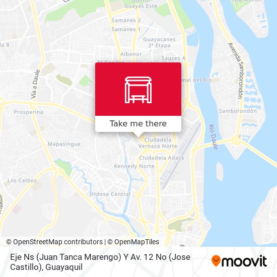 Mapa de Eje Ns (Juan Tanca Marengo) Y Av. 12 No (Jose Castillo)