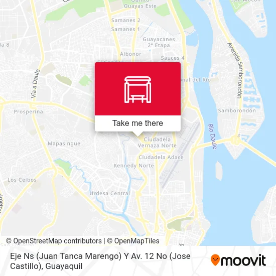 Mapa de Eje Ns (Juan Tanca Marengo) Y Av. 12 No (Jose Castillo)