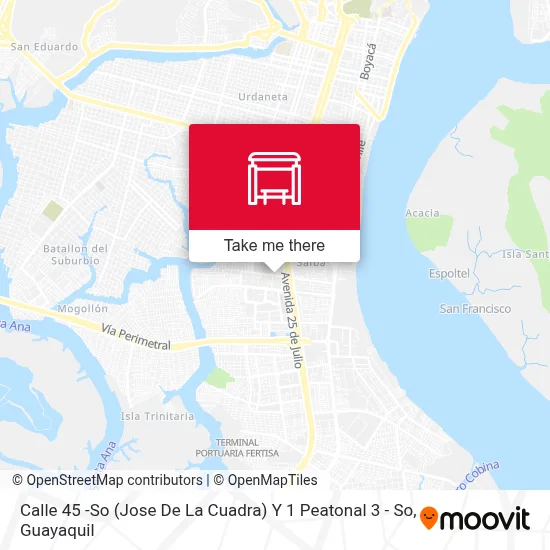 Mapa de Calle 45 -So (Jose De La Cuadra)  Y  1  Peatonal 3 - So