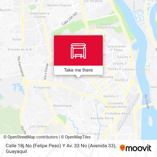 Mapa de Calle 18j No (Felipe Peso) Y Av. 33 No (Avenida 33)