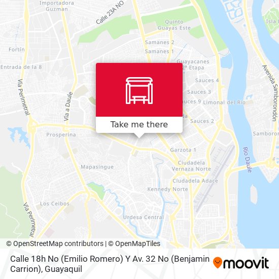 Mapa de Calle 18h No (Emilio Romero) Y Av. 32 No (Benjamin Carrion)