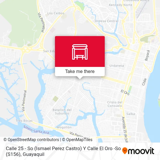 Mapa de Calle 25 - So (Ismael Perez Castro) Y Calle El Oro -So (S156)