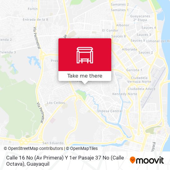 Mapa de Calle 16 No (Av Primera) Y 1er Pasaje 37 No (Calle Octava)