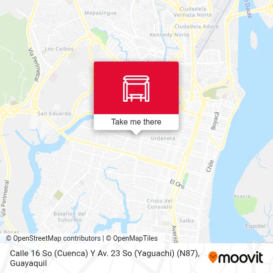 Mapa de Calle 16 So (Cuenca) Y Av. 23 So (Yaguachi) (N87)