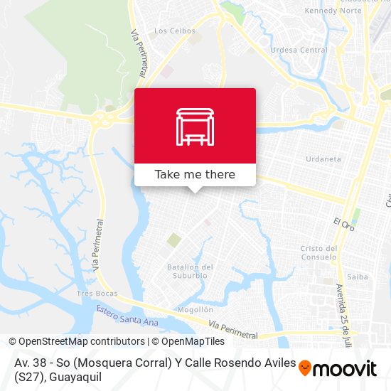 Mapa de Av. 38 - So (Mosquera Corral)  Y Calle Rosendo Aviles (S27)