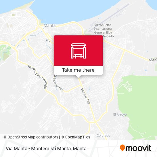 Mapa de Vía Manta - Montecristi Manta