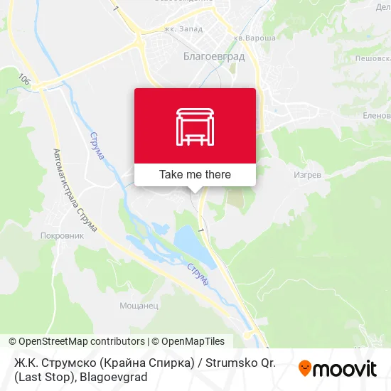 Карта Ж.К. Струмско (Крайна Спирка) / Strumsko Qr. (Last Stop)