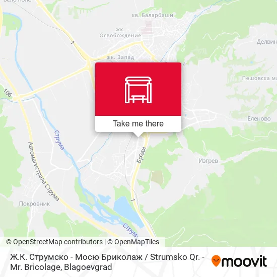 Карта Ж.К. Струмско - Мосю Бриколаж / Strumsko Qr. - Mr. Bricolage