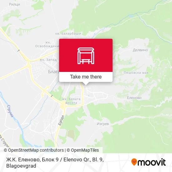 Карта Ж.К. Еленово, Блок 9 / Elenovo Qr., Bl. 9