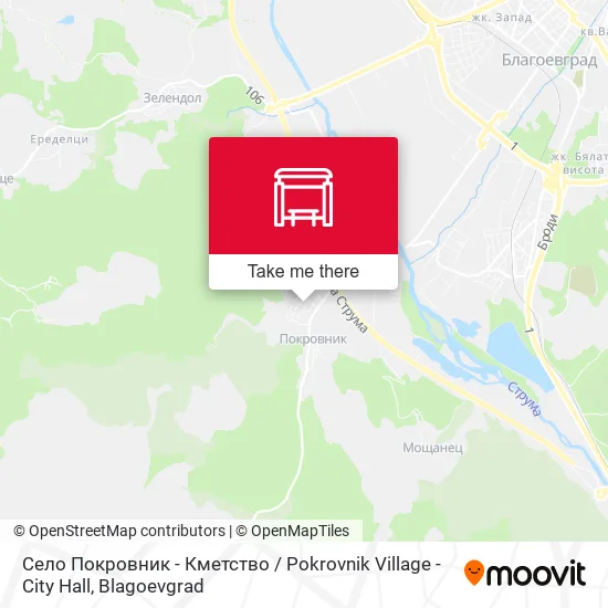 Карта Село Покровник - Кметство / Pokrovnik Village - City Hall