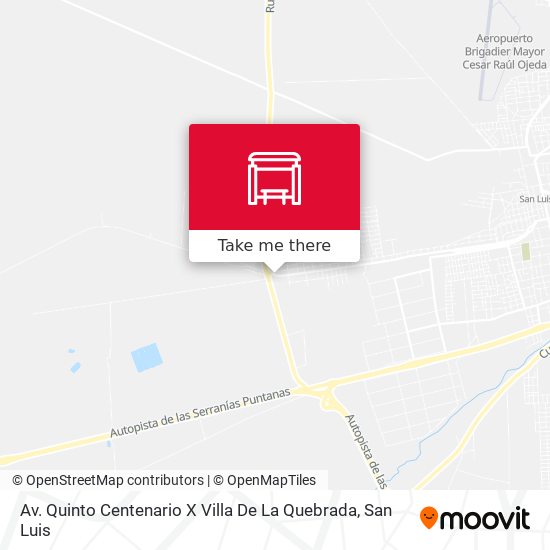 Av. Quinto Centenario X Villa De La Quebrada map
