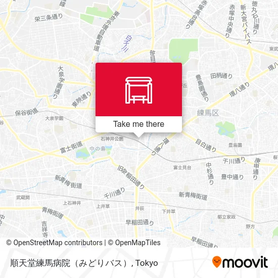 Juntendo Nerima Hospital (Midori Bus) map