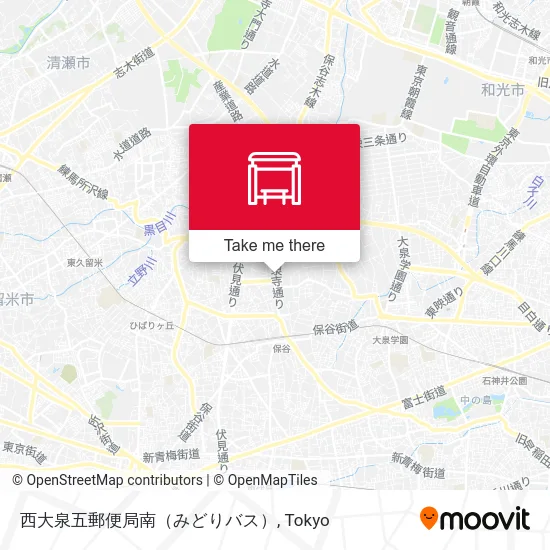 Nishi-Oizumi-5 Post Office South (Midori Bus) map