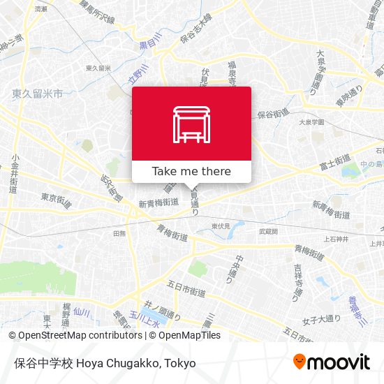 保谷中学校 Hoya Chugakko map