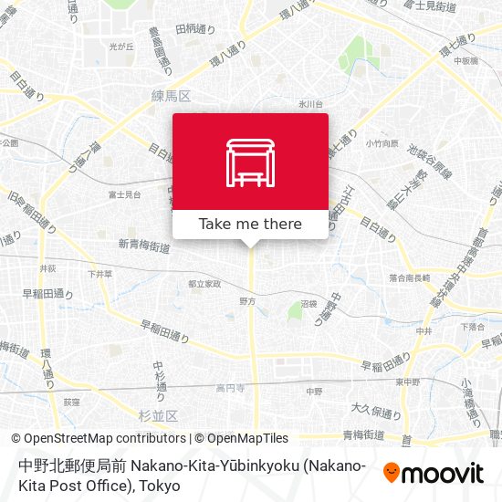 中野北郵便局前 Nakano-Kita-Yūbinkyoku (Nakano-Kita Post Office) map