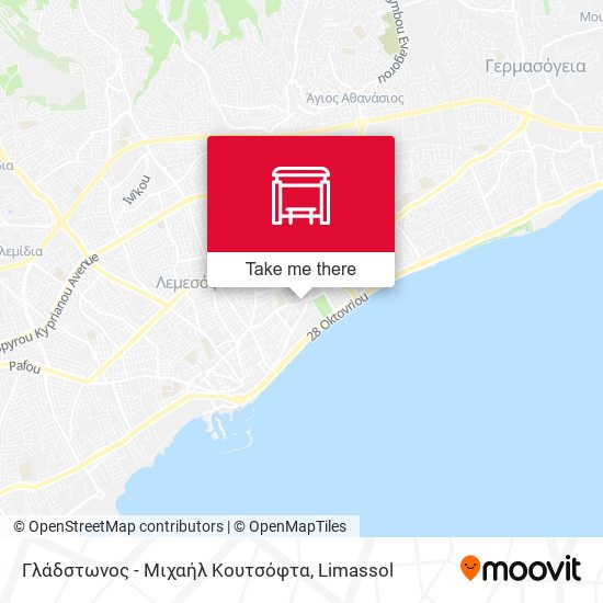 Γλάδστωνος - Μιχαήλ Κουτσόφτα map