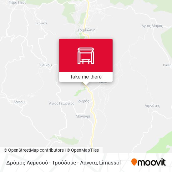 Δρόμος Λεμεσού - Τροόδους - Λανεια map