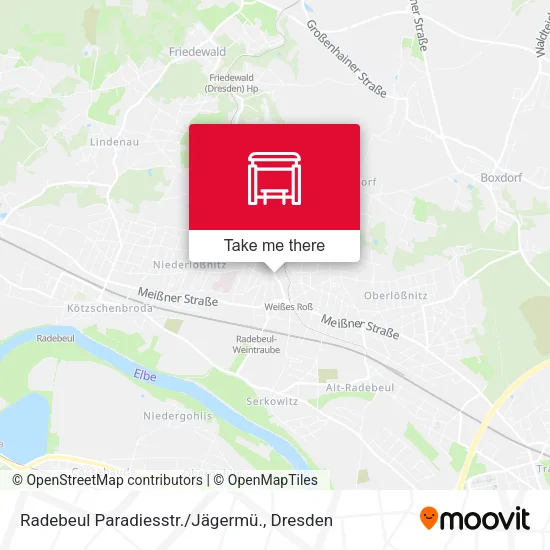 Карта Radebeul Paradiesstr./Jägermü.