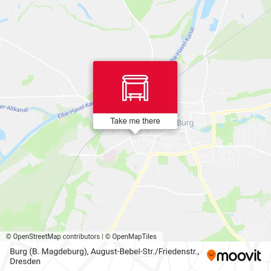 Карта Burg (B. Magdeburg), August-Bebel-Str. / Friedenstr.