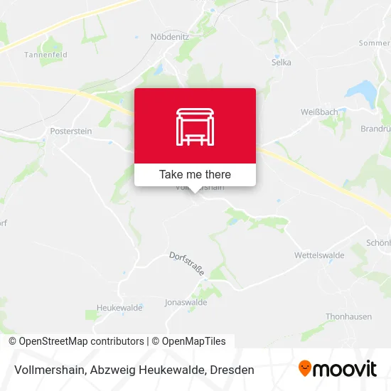 Карта Vollmershain, Abzweig Heukewalde