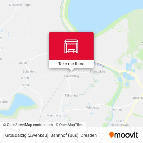 Карта Großdalzig (Zwenkau), Bahnhof (Bus)
