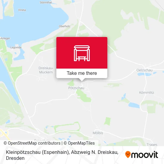 Карта Kleinpötzschau (Espenhain), Abzweig N. Dreiskau