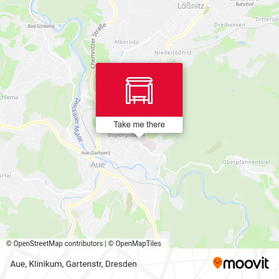 Карта Aue, Klinikum, Gartenstr