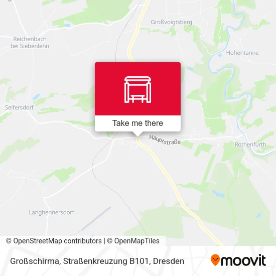 Карта Großschirma, Straßenkreuzung B101