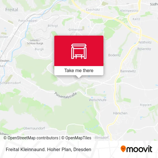 Карта Freital Kleinnaund. Hoher Plan