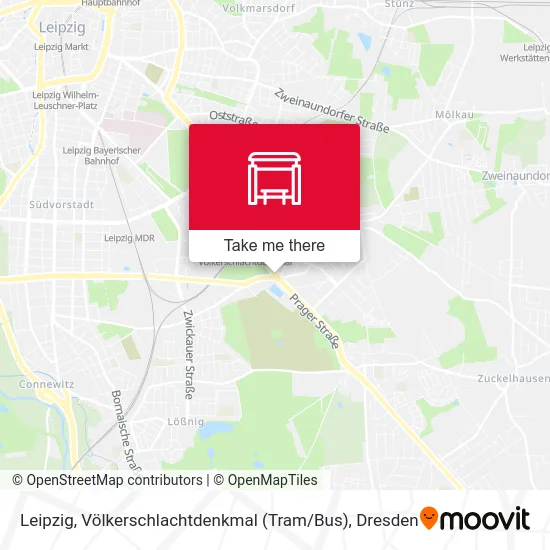 Карта Leipzig, Völkerschlachtdenkmal (Tram / Bus)