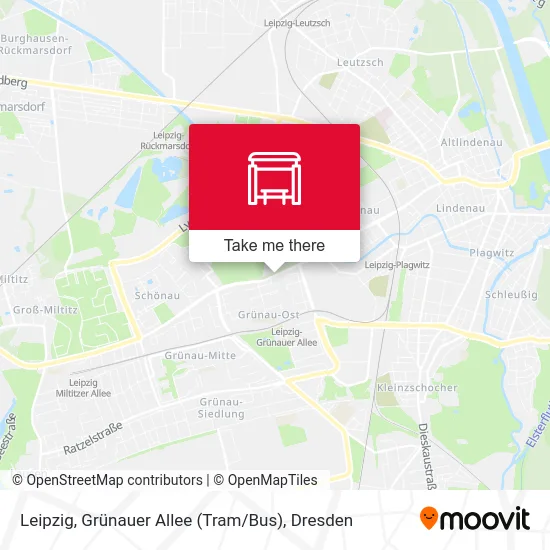 Карта Leipzig, Grünauer Allee (Tram / Bus)