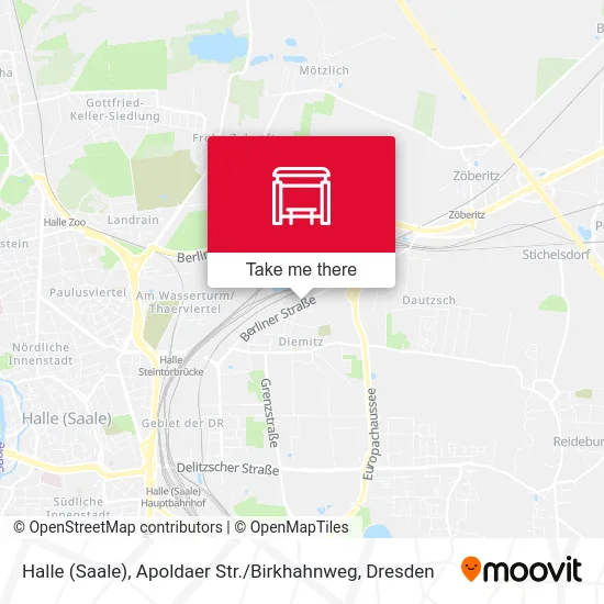 Карта Halle (Saale), Apoldaer Str. / Birkhahnweg