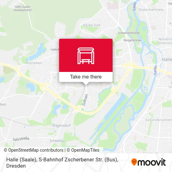 Карта Halle (Saale), S-Bahnhof Zscherbener Str. (Bus)
