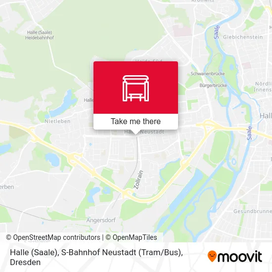Карта Halle (Saale), S-Bahnhof Neustadt (Tram / Bus)