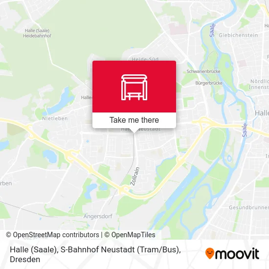 Карта Halle (Saale), S-Bahnhof Neustadt (Tram / Bus)