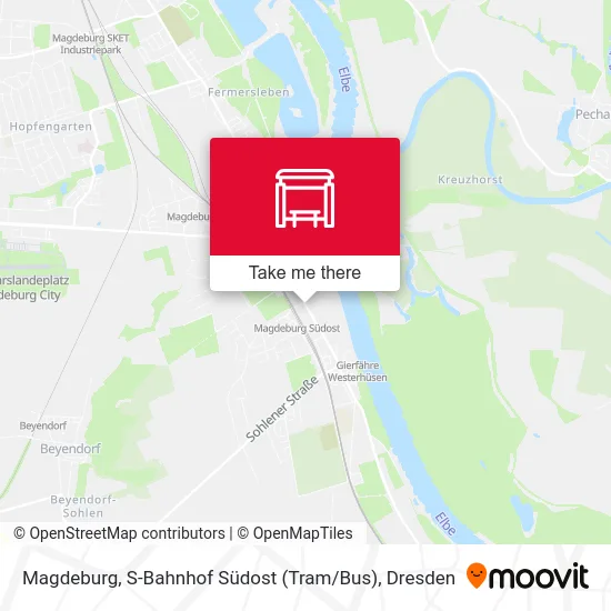 Карта Magdeburg, S-Bahnhof Südost (Tram / Bus)