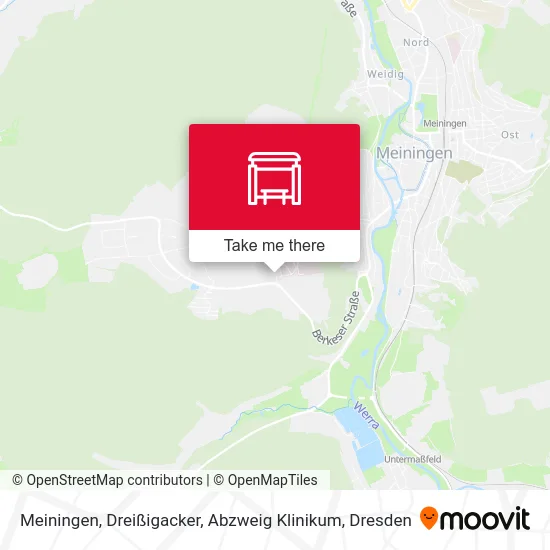 Карта Meiningen, Dreißigacker, Abzweig Klinikum