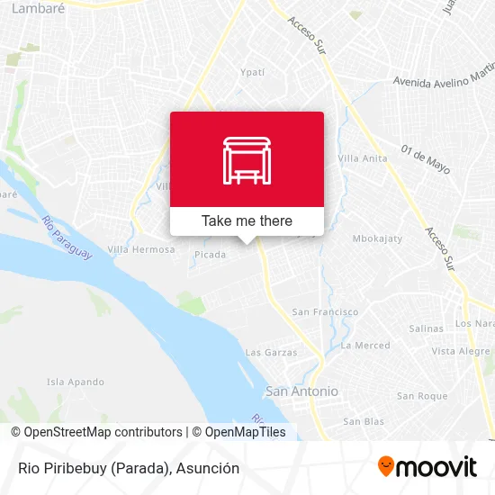 Rio Piribebuy (Parada) map