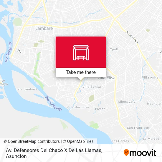 Av. Defensores Del Chaco X De Las Llamas map